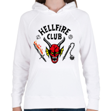 PRINTFASHION Hellfire Club - Női kapucnis pulóver - Fehér női pulóver, kardigán