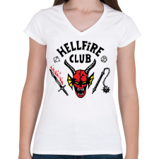 PRINTFASHION Hellfire Club - Női V-nyakú póló - Fehér női póló