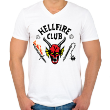 PRINTFASHION Hellfire Club (Sötét pólóra is) - Férfi V-nyakú póló - Fehér férfi póló
