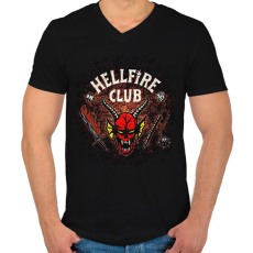 PRINTFASHION Hellfire Club - Stranger Things - Férfi V-nyakú póló - Fekete