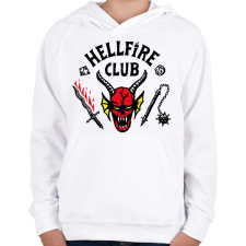PRINTFASHION Hellfire Club - Stranger Things - Gyerek kapucnis pulóver - Fehér gyerek pulóver, kardigán