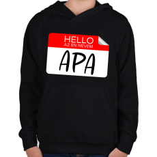PRINTFASHION Hello az én nevem apa - Gyerek kapucnis pulóver - Fekete