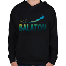 PRINTFASHION hello balaton - Gyerek kapucnis pulóver - Fekete gyerek pulóver, kardigán