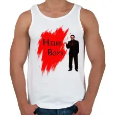 PRINTFASHION hello boys - Férfi atléta - Fehér atléta, trikó