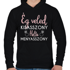 PRINTFASHION Hello menyasszony - Férfi kapucnis pulóver - Fekete