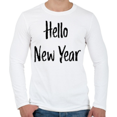 PRINTFASHION Hello New Year - Férfi hosszú ujjú póló - Fehér