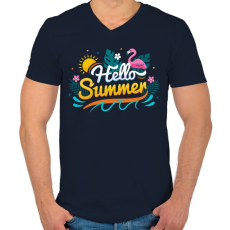 PRINTFASHION Hello nyár - Férfi V-nyakú póló - Sötétkék