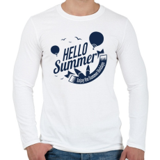 PRINTFASHION Hello Summer - Férfi hosszú ujjú póló - Fehér