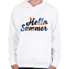 PRINTFASHION Hello Summer / Hello Nyár - Gyerek kapucnis pulóver - Fehér