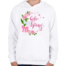 PRINTFASHION Hello Tavasz - Gyerek kapucnis pulóver - Fehér