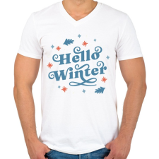 PRINTFASHION Helló tél - winter - Férfi V-nyakú póló - Fehér férfi póló