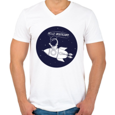 PRINTFASHION Hello univerzum! - Férfi V-nyakú póló - Fehér