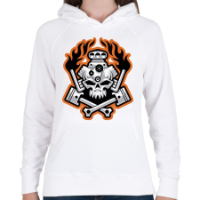 PRINTFASHION Hellride - Női kapucnis pulóver - Fehér női pulóver, kardigán