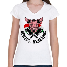 PRINTFASHION Hentes, mészáros - Női V-nyakú póló - Fehér női póló