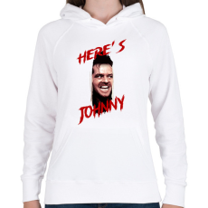 PRINTFASHION Here's Johnny - Női kapucnis pulóver - Fehér