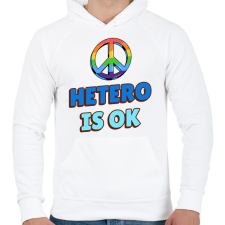 PRINTFASHION HETERO IS OK - Férfi kapucnis pulóver - Fehér férfi pulóver, kardigán