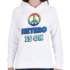 PRINTFASHION HETERO IS OK - Női kapucnis pulóver - Fehér női pulóver, kardigán