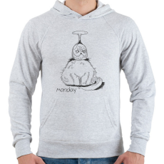 PRINTFASHION Hétfő cica - Férfi kapucnis pulóver - Sport szürke