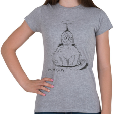 PRINTFASHION Hétfő cica - Női póló - Sport szürke női póló