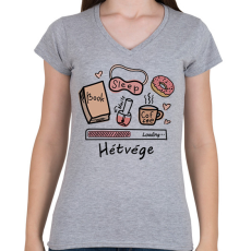 PRINTFASHION Hétvége Loading... - Női V-nyakú póló - Sport szürke