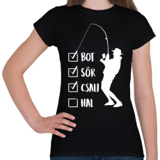 PRINTFASHION Hétvégi horgászat - Női póló - Fekete