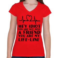 PRINTFASHION Hey idiot - Női V-nyakú póló - Piros női póló