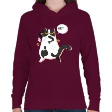 PRINTFASHION HEY - Női kapucnis pulóver - Bordó női pulóver, kardigán