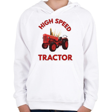 PRINTFASHION high speed tractor - Gyerek kapucnis pulóver - Fehér