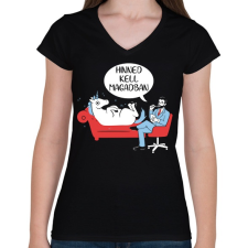 PRINTFASHION Hinned kell magadban - unikornis - Női V-nyakú póló - Fekete női póló