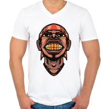 PRINTFASHION Hip Hop face - Férfi V-nyakú póló - Fehér férfi póló