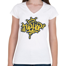 PRINTFASHION Hip-hop - Női V-nyakú póló - Fehér női póló