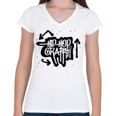 PRINTFASHION Hiphop graffiti - Női V-nyakú póló - Fehér