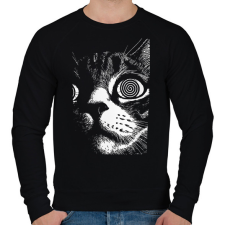 PRINTFASHION Hipnotizált macska - Férfi pulóver - Fekete férfi pulóver, kardigán
