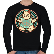 PRINTFASHION Hippi macska - Férfi pulóver - Fekete