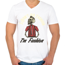 PRINTFASHION Hipster 02 - I dont no fashion - Férfi V-nyakú póló - Fehér férfi póló