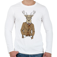 PRINTFASHION Hipster Deer - Férfi hosszú ujjú póló - Fehér férfi póló