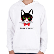 PRINTFASHION Hipster macska  - Gyerek kapucnis pulóver - Fehér gyerek pulóver, kardigán