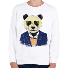 PRINTFASHION Hipster Panda - Gyerek pulóver - Fehér gyerek pulóver, kardigán