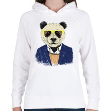 PRINTFASHION Hipster Panda - Női kapucnis pulóver - Fehér