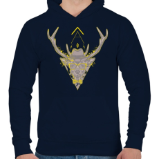 PRINTFASHION Hipster szarvas - Férfi kapucnis pulóver - Sötétkék