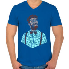 PRINTFASHION Hipszter - Férfi V-nyakú póló - Királykék