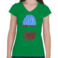 PRINTFASHION Hipszter - Női V-nyakú póló - Zöld