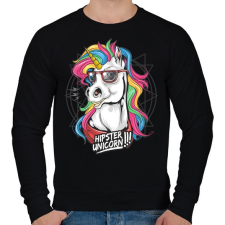 PRINTFASHION Hipszter unikornis - Férfi pulóver - Fekete férfi pulóver, kardigán