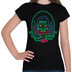 PRINTFASHION Hipszter zombi - Női póló - Fekete