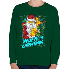 PRINTFASHION Hiszek a Karácsonyban - Gyerek pulóver - Sötétzöld
