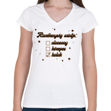 PRINTFASHION Hiszékenység szintje - Női V-nyakú póló - Fehér női póló