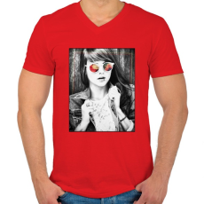 PRINTFASHION Hiszem, ha látom.. - Férfi V-nyakú póló - Piros