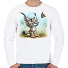 PRINTFASHION Hiúz pillangóval - Férfi pulóver - Fehér férfi pulóver, kardigán