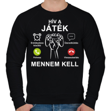 PRINTFASHION Hív a játék mennem kell - Férfi pulóver - Fekete férfi pulóver, kardigán