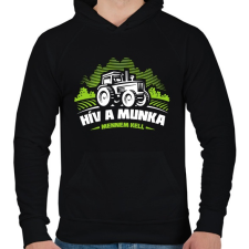 PRINTFASHION Hív a munka, mennem kell - Férfi kapucnis pulóver - Fekete férfi pulóver, kardigán